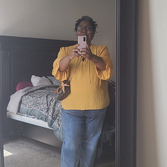 Eloquii Tops - Eloquii Yellow Ruffled Blouse